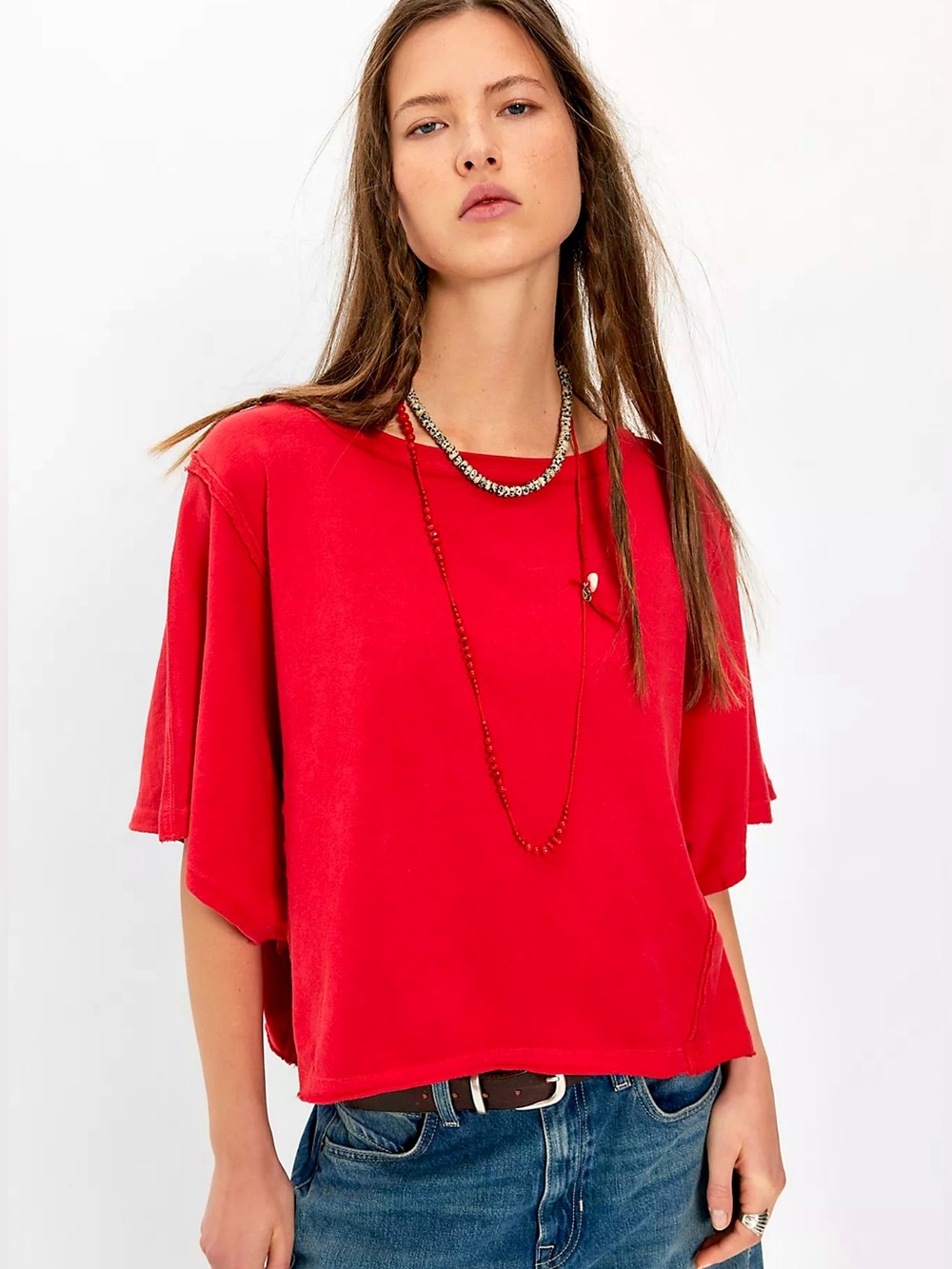 NEW Free People x We The Free Next Level Tee in Red